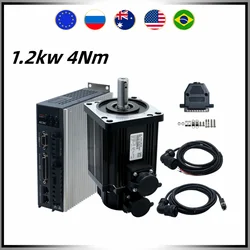 1.2KW New arrival 1200W 220v AC Servo motor 110ST-M04030 4Nm 3000RPM +driver +3m power cable encoder cable for CNC