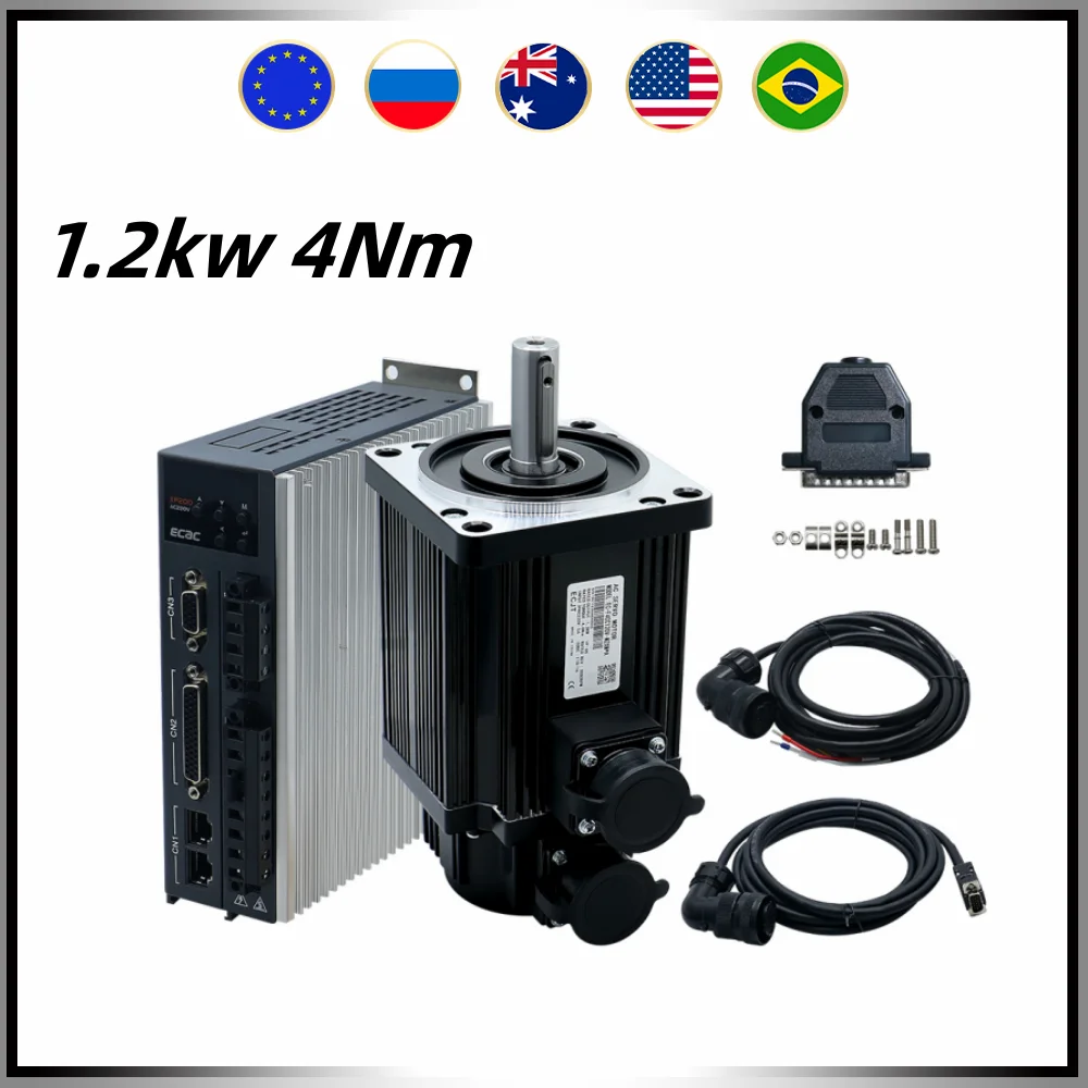 nova chegada 1200w 220v ac servo motor 110st m04030 4nm 3000rpm mais driver mais 3m cabo de alimentacao cabo codificador para cnc 12kw 01