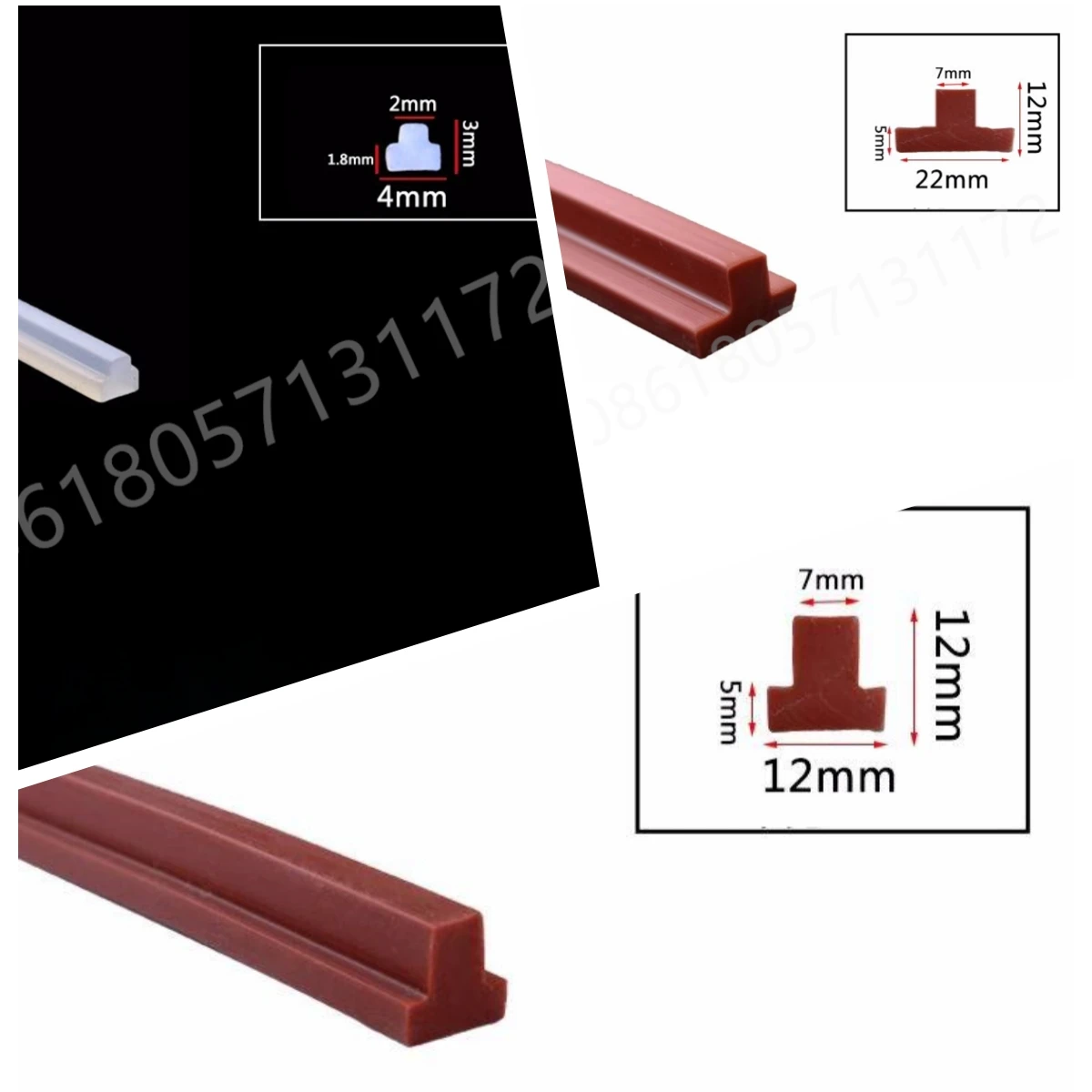 Silicone T-Shape Sealing Strip,High-Temperature Resistant, Weatherproof Gap Cover for Doors,Windows, Red Black Translucent White