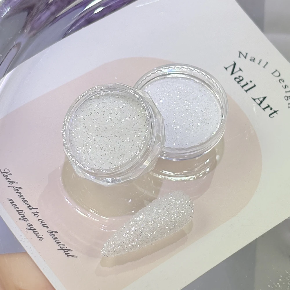 1.5g/병 화이트 스노우플레이크 슈가 네일 파우더 바다 반짝이 소금 크리스탈 다이아몬드 피그먼트 더스트 DIY 겨울 크리스마스 매니큐어 장식