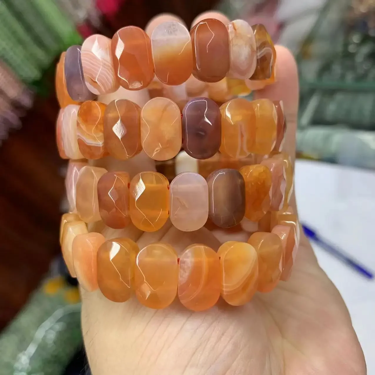 Natural Botswana Agate /Sardonyx Stone Beads Magnetic Energy Bracelet Gemstone Jewelry Bangle for Woman for Gift Wholesale