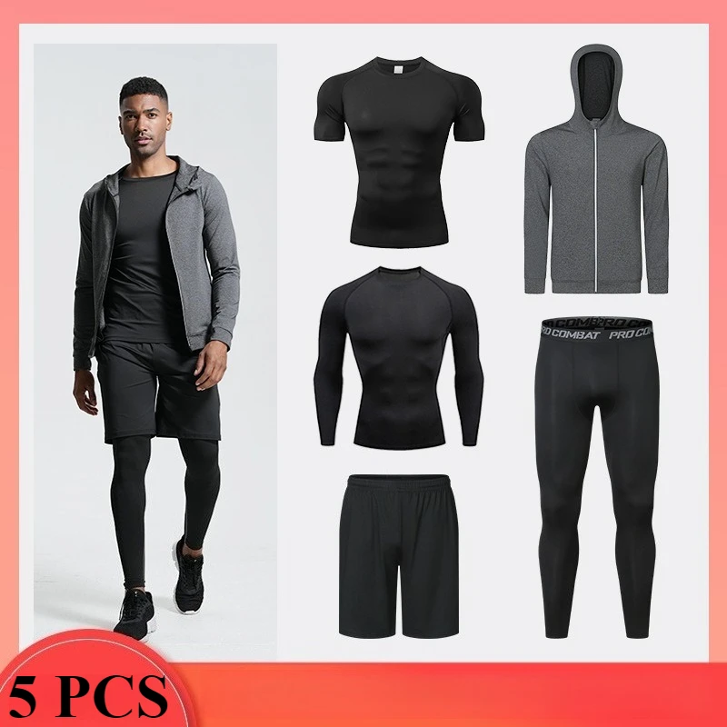 2026 Spring Running Sets Men Oversized Tracksuit Premium Comfort Quick Dry Technology Running All Day Wear 5 PCS Track Suit