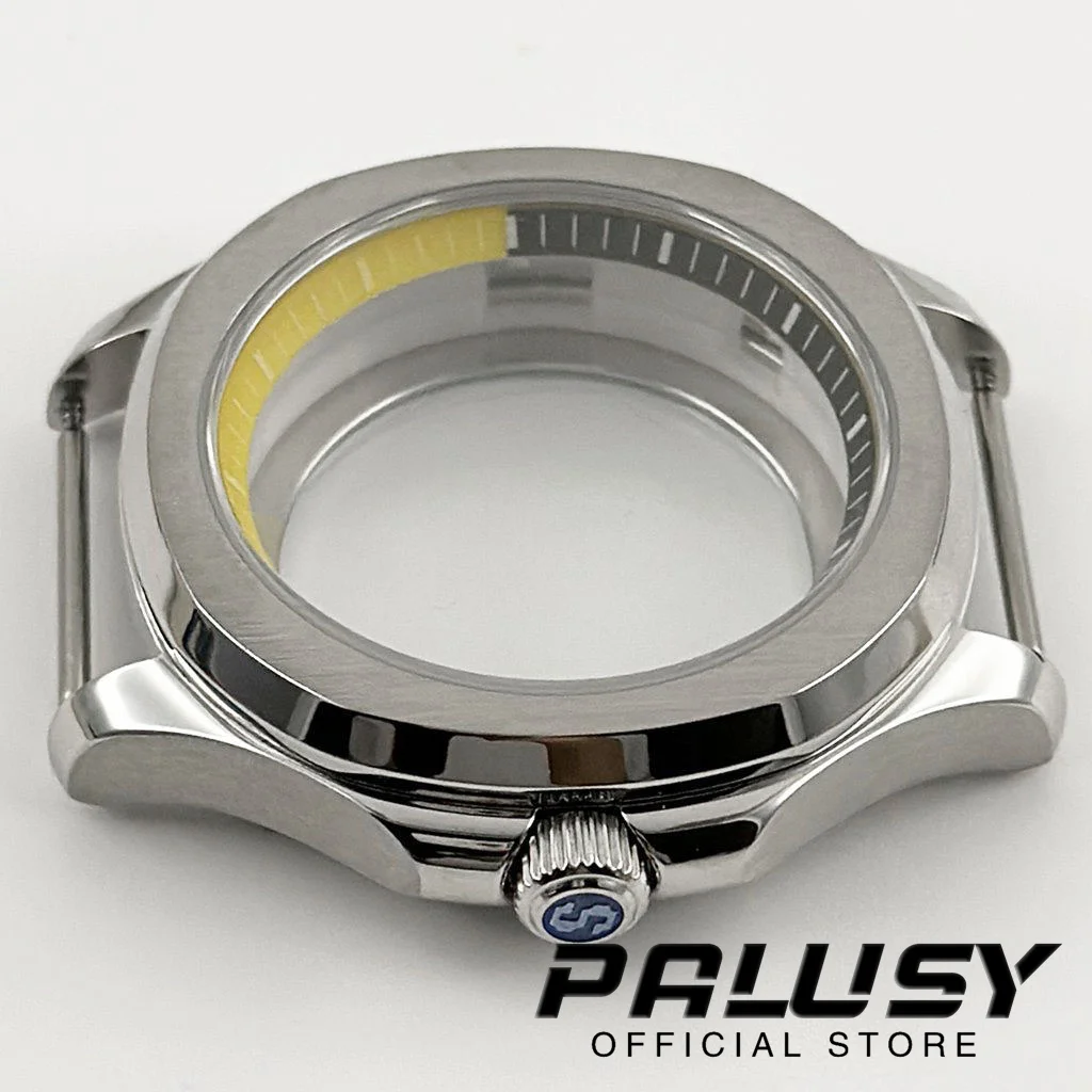 40mm caixa de vidro safira prata caixa de aço com anel para nh35 nh36 nh38 nh70 caixa de movimento s coroa 28.5mm dial mod