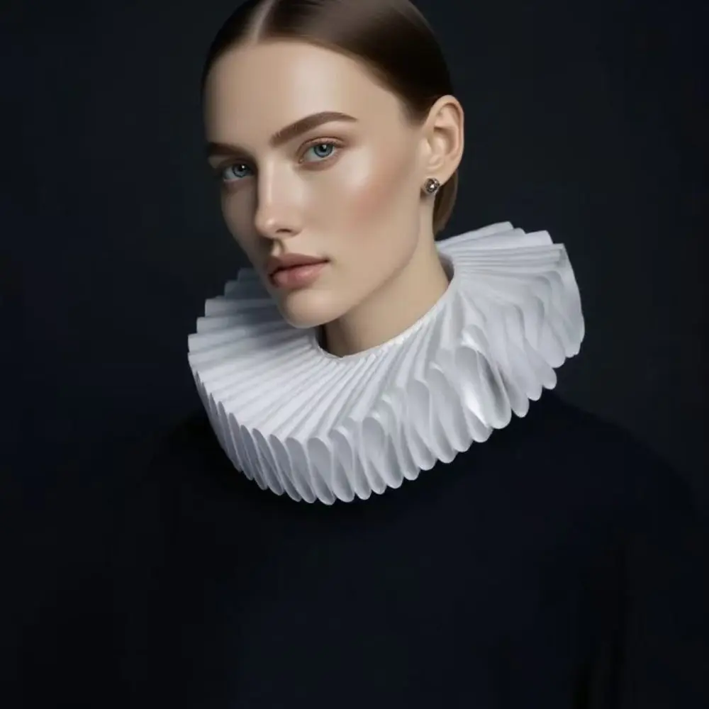 Detachable Shakespeare Neck Ruffled Collar Elegant Opera Renaissance False Collar Victorian Costume White Retro Ruff Collar