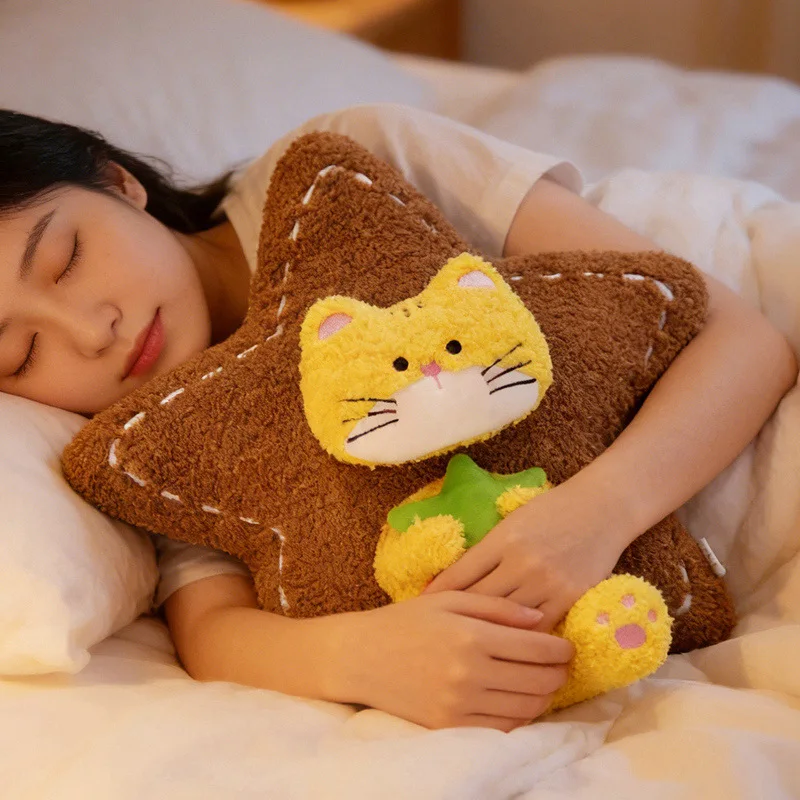 

45cm cartoon star cat plush pillow toy cute animal pentagram shape stuffed doll kawaii room decor kids xmas birthday gifts