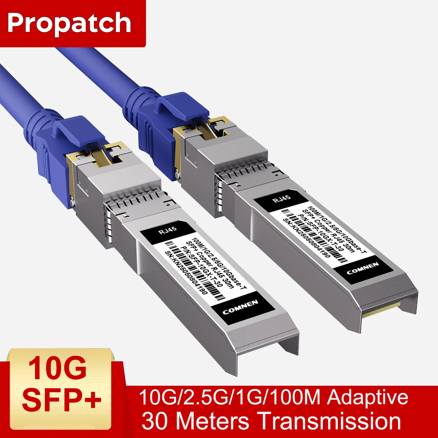 

Propatch 10G SFP + to RJ45 Transceiver, CAT6A/CAT7 Ethernet Copper Cable RJ45 to SFP+ for Cisco Mikrotik, TP-Link, D-Link Switch