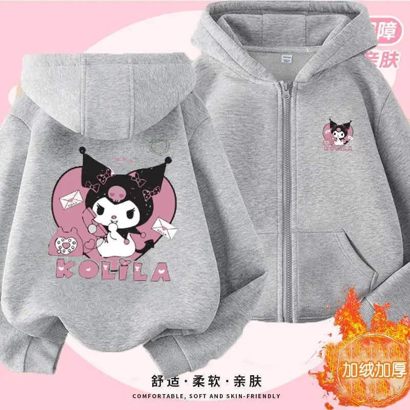 Kuromi Zipper Hoodies Girls Cinnamoroll Sweatshirt Autumn And Winter Long Sleeve Harajuku Pullovers Series Stich Casual Hooded