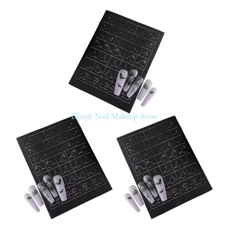 28TA 3PCS Halloweenowe szkieletowe paznokcie naklejki paznokci klejek paznokci naklejki dla kostiumów imprezowych Łatwe