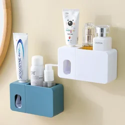 2 In 1 Toothpaste Dispenser With Toothbrush Holder Wall Mount Automatic Tooth Paste Squeezer Bath Organizer Bathroom Accessories