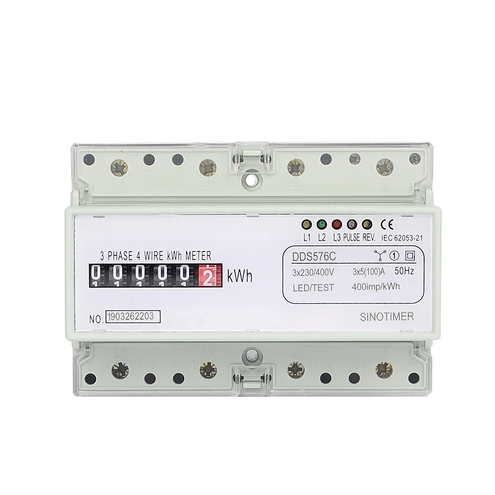 

Three Phase 4 Wires Analog Power Electric Electricity kWh Meter DIN Rail Counter Energy Power Consumption DDS576C 380V 100A