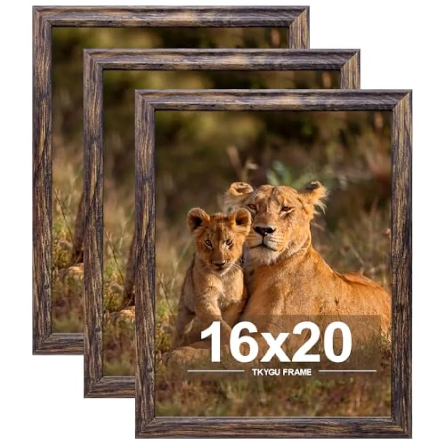 

16x20 Poster Frame set of 3 Woode Frame Brown Vertical and Horizontal Wall Hanging Large Studio Gallery Picture Frame for Photo