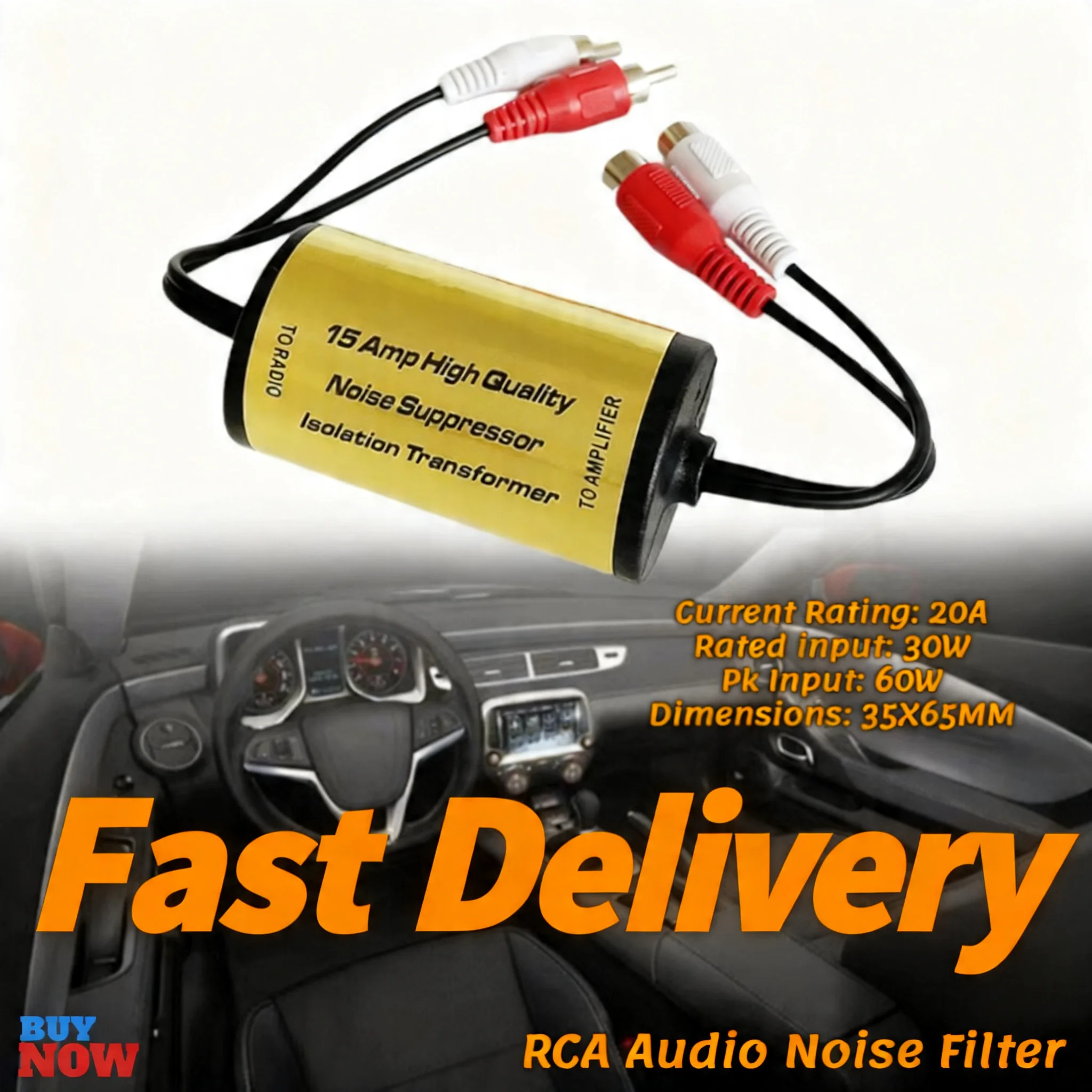 RCA Audio Noise Filter Anti-Noise Ground Loop-Isolator Noise Filter Eliminator Suppressor Ground Loop Lsolator Car Home Stereo