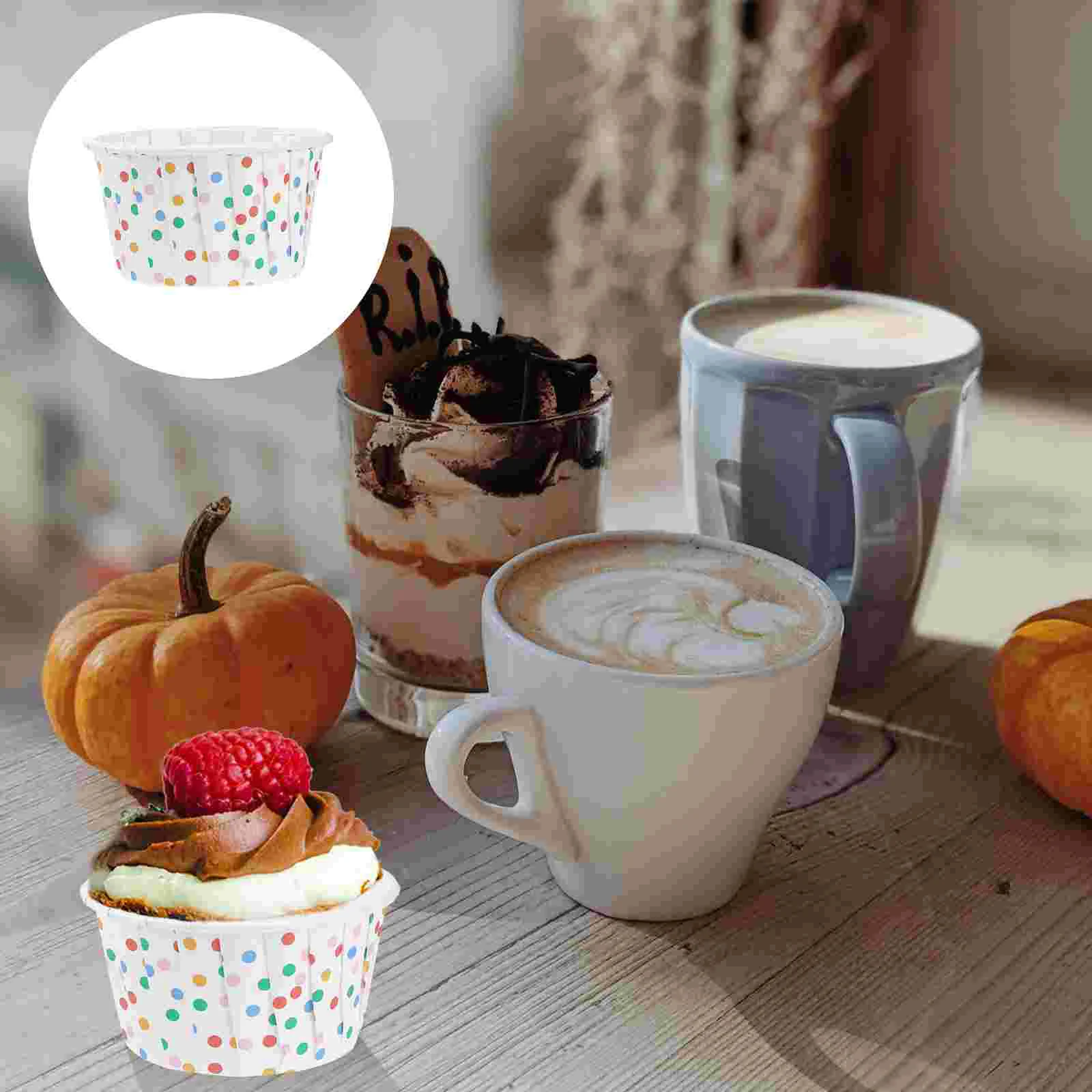 

100 Pcs Plastic Cups with Lid Desert Coffee Toppings Ice Cream Party Dessert Paper Supplies Bowls Cake