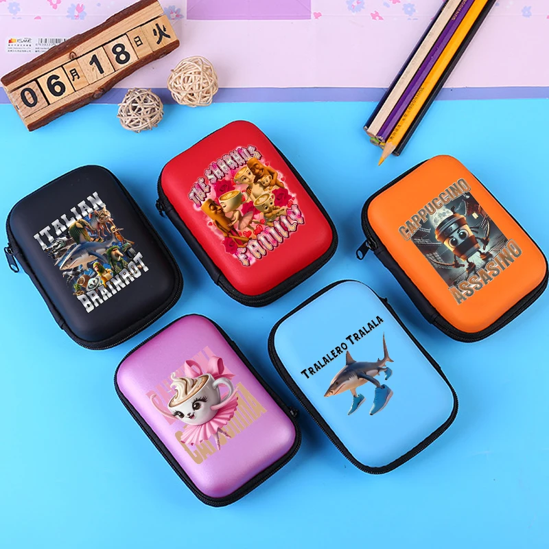 

Italian Brainrot Portable Earphone Case Box USB Data Cable Charging Line Storage Box Shape Zipper Coin Wallet Pills Packing Bag