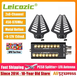 Leicozic 2x8-Channel Signal Amplifier Splitter PCS8 + LFA Active Antenna RF Distributor For Bodypack Portable Wireless Microfone