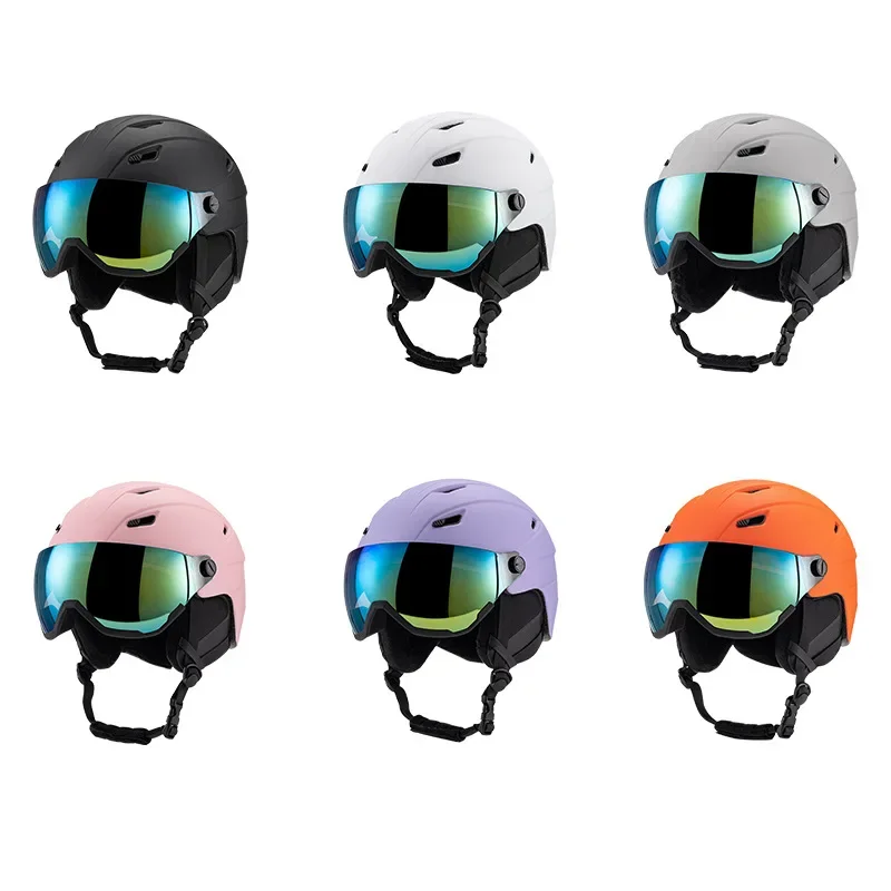 Capacete integralmente moldado com óculos, Capacete de esqui feminino, Snowmobile e Skate, esporte ao ar livre, homens e mulheres