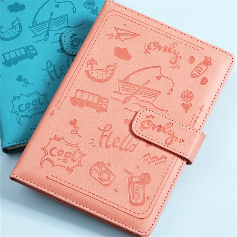 Unique Design Student Diary A5 PU Leather Cover Memo Pad 100sheets 200pages Writing Paper School Study Supplies Art Stationery