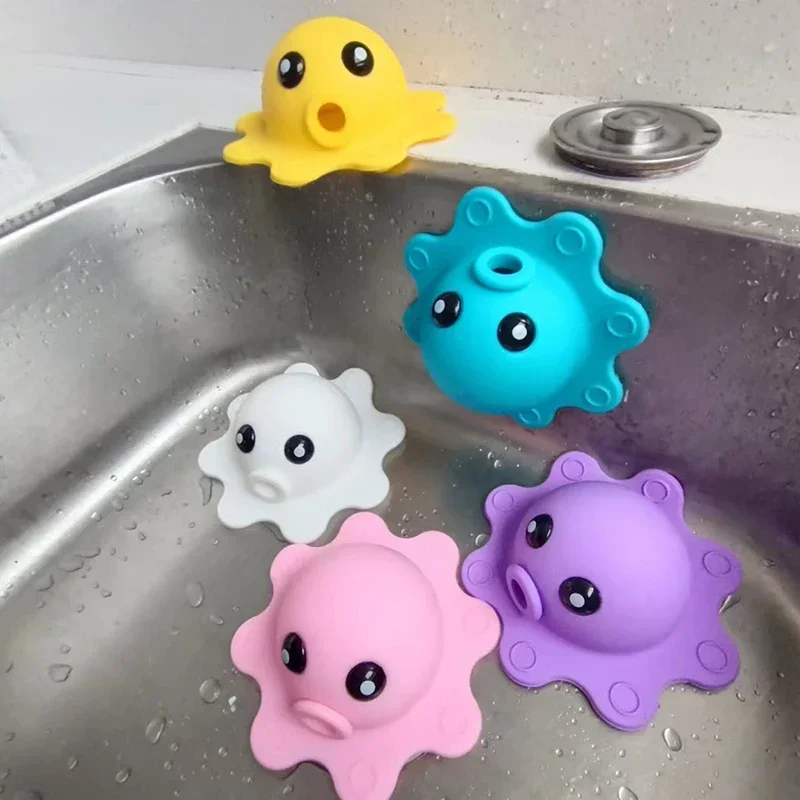 

Accessories Silicone Bathtub Drain Cover Suction Cups Octopus Tub Overflow Drain Cover for Deeper Bath Adds Water Bathroom Spa