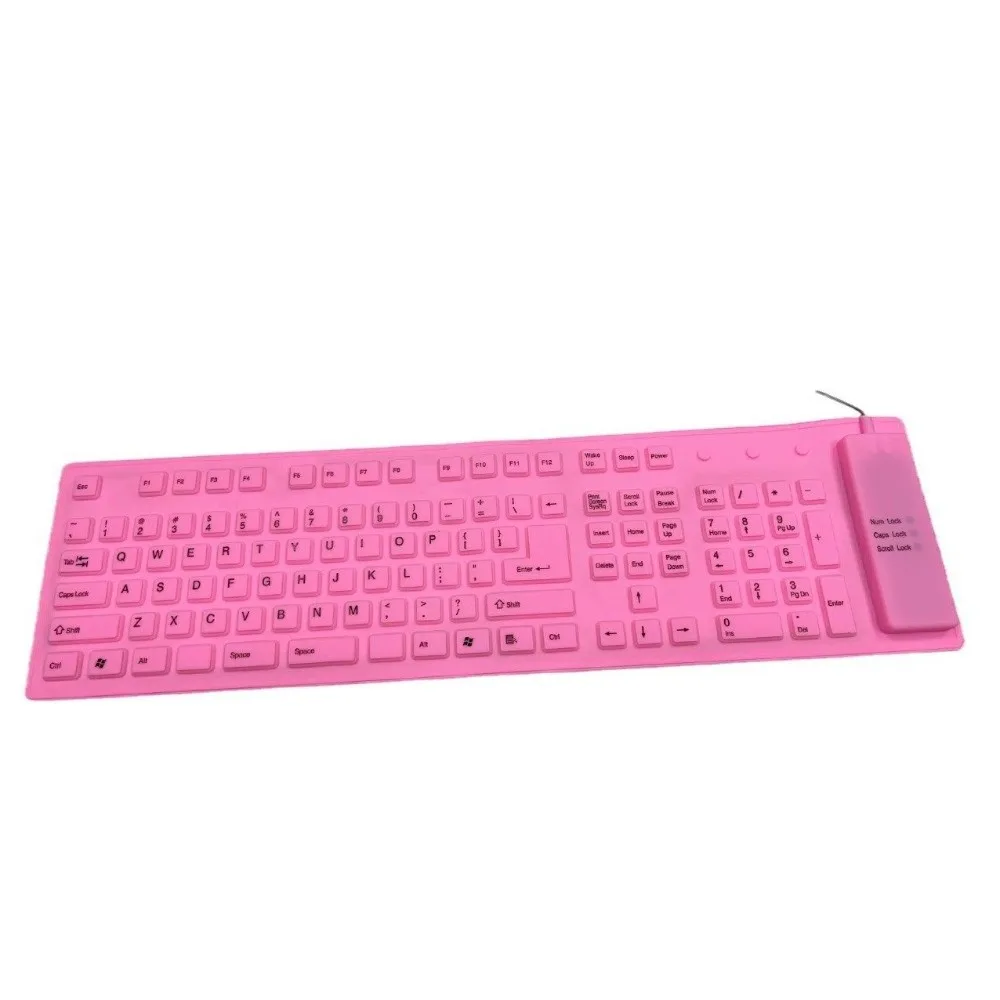 Pc Accessories Soft Touch Silicone Keyboard Rollup Foldable USB Wired Keyboard Waterproof Mute 85/109 Keys Keyboard Office