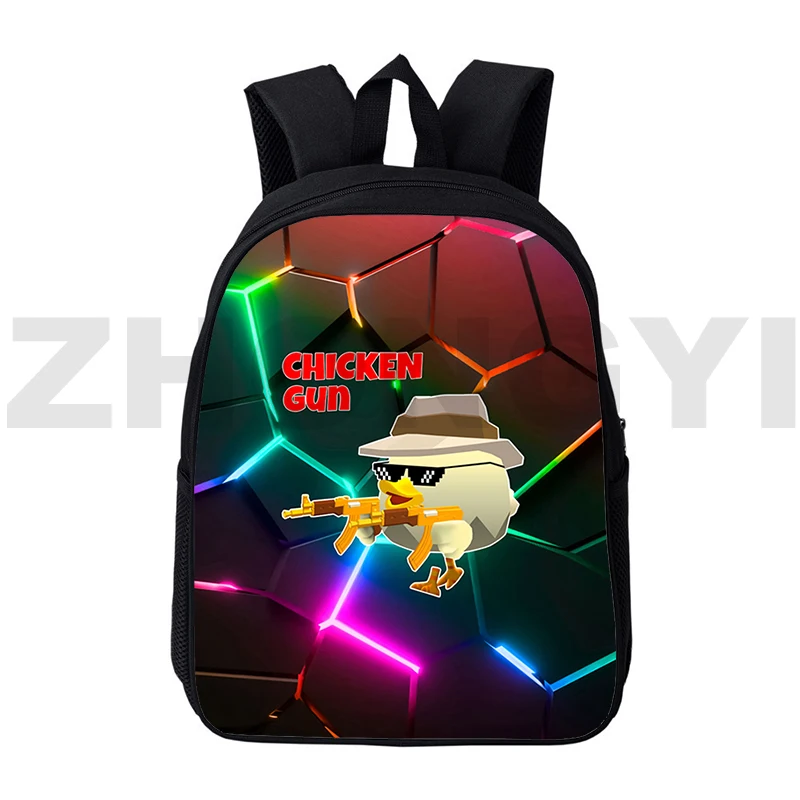 Casual 12/16 Inch Chicken Gun Backpacks 3D Cartoon Bag Anime Schoolbag for Girls Travel Teenagers Mochila Rucksack Kindergarten