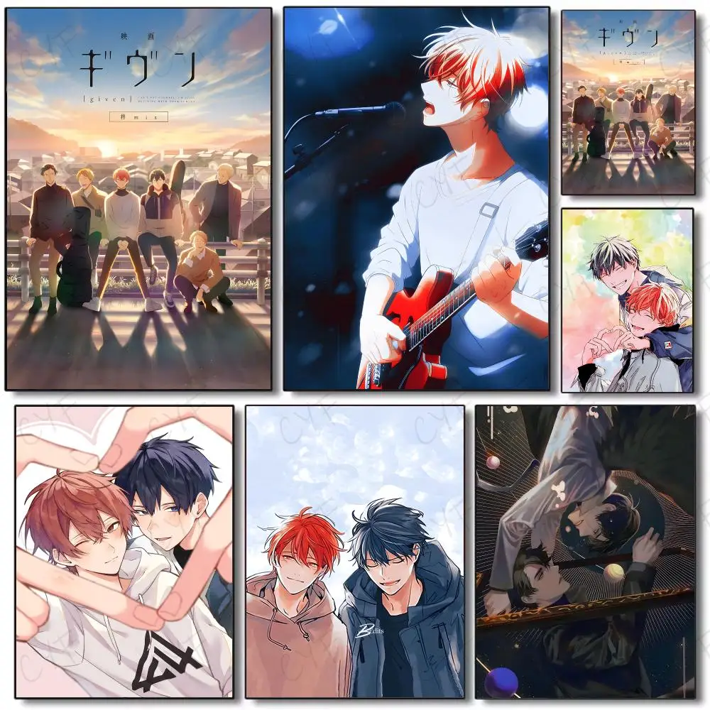 Manga Bl Given Poster Painting Wall Art Mural for Living Room Home Decor and Gifts