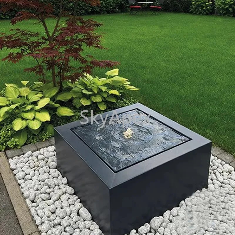 Hot  Sale  Luxury Square Double-layer Waterfall Fountain - Silent & Energy-saving  LED Steel & Granite Construction  For  Garden