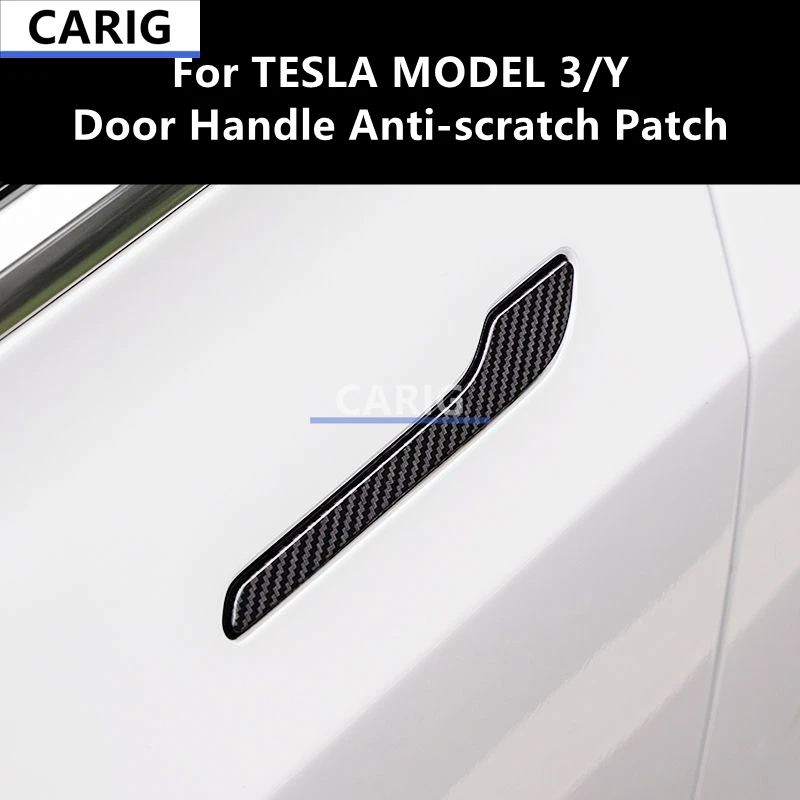 For TESLA MODEL 3/Y Door Handle Anti-scratch Patch Carbon Fiber Pattern Handle Sticker Modified Decorative Accessories