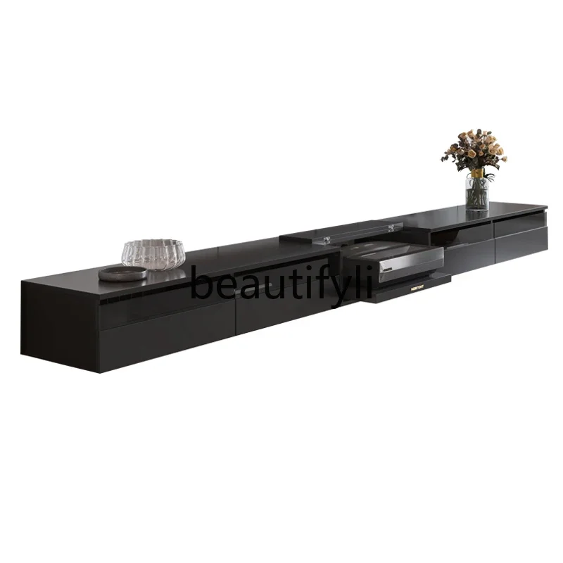 

Wall-mounted suspended TV cabinet Modern laser TV cabinet Electric telescopic table Living room6239