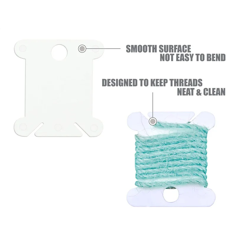 Plastic Floss Bobbins with Floss Bobbin Winder Cross-Stitch Card Thread Holder DIY Embroidery Floss Organizer Sewing Accessories