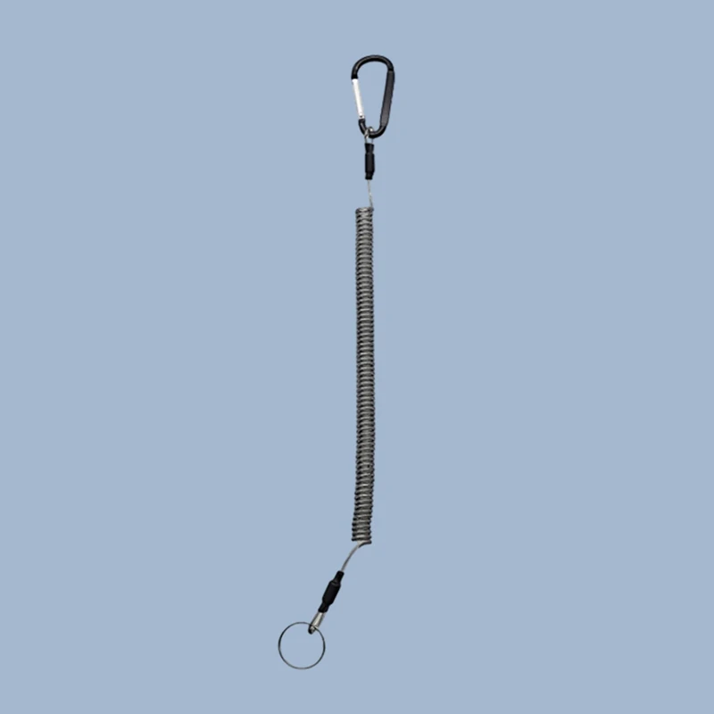 1Pcs Fishing Lanyards Theftproof Spring Coil Cord Keychain Fishing Ropes Retractable Safety Rope Carabiner Outdoor Supplies