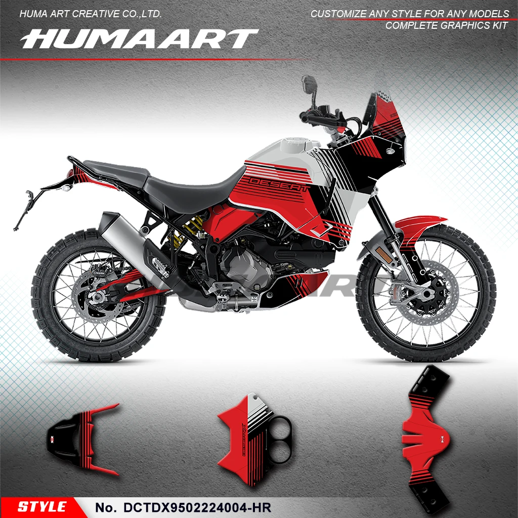 HUMAART Adhesive Sticker Vinyl Decal for Ducati DESERT X 2022 2023 2024, DCTDX9502224004-HR