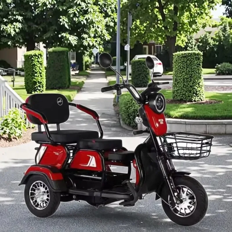 

Electric Tricycle With 3 Seats 48v/60v Steel Frame Electric Bicycle 600W Motor Power and Down Tube LEAD-ACID Battery