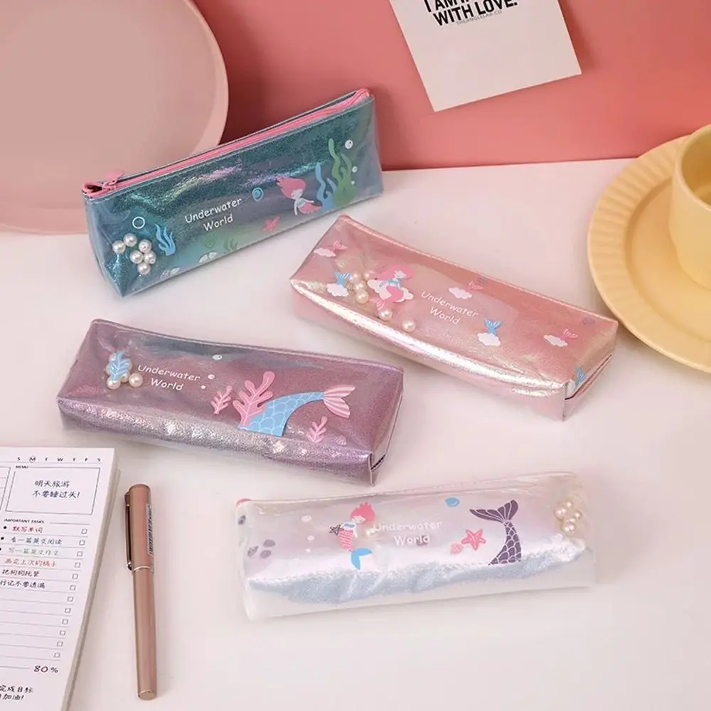 Creativity School Supplies Pen Pouch Pen Bag Writing Supplies Mermaid Pearl Pen Bag Pencil Case Zipper Pouch Pencil Bag