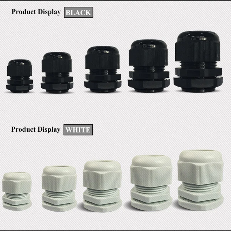 5/10pcs Waterproof Cable Gland Cable Entry IP68 PG7-PG36 White/Black Nylon Plastic Connector Waterproof joint Joint