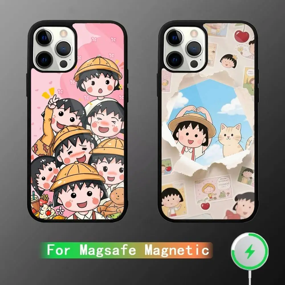 

Чехол для телефона Funny Chibis Maruko-chans для iPhone 17,16,15,14,13,12,11, Pro, Max, Plus, Mini, SE4, E с магнитной беспроводной зарядкой Magsafe