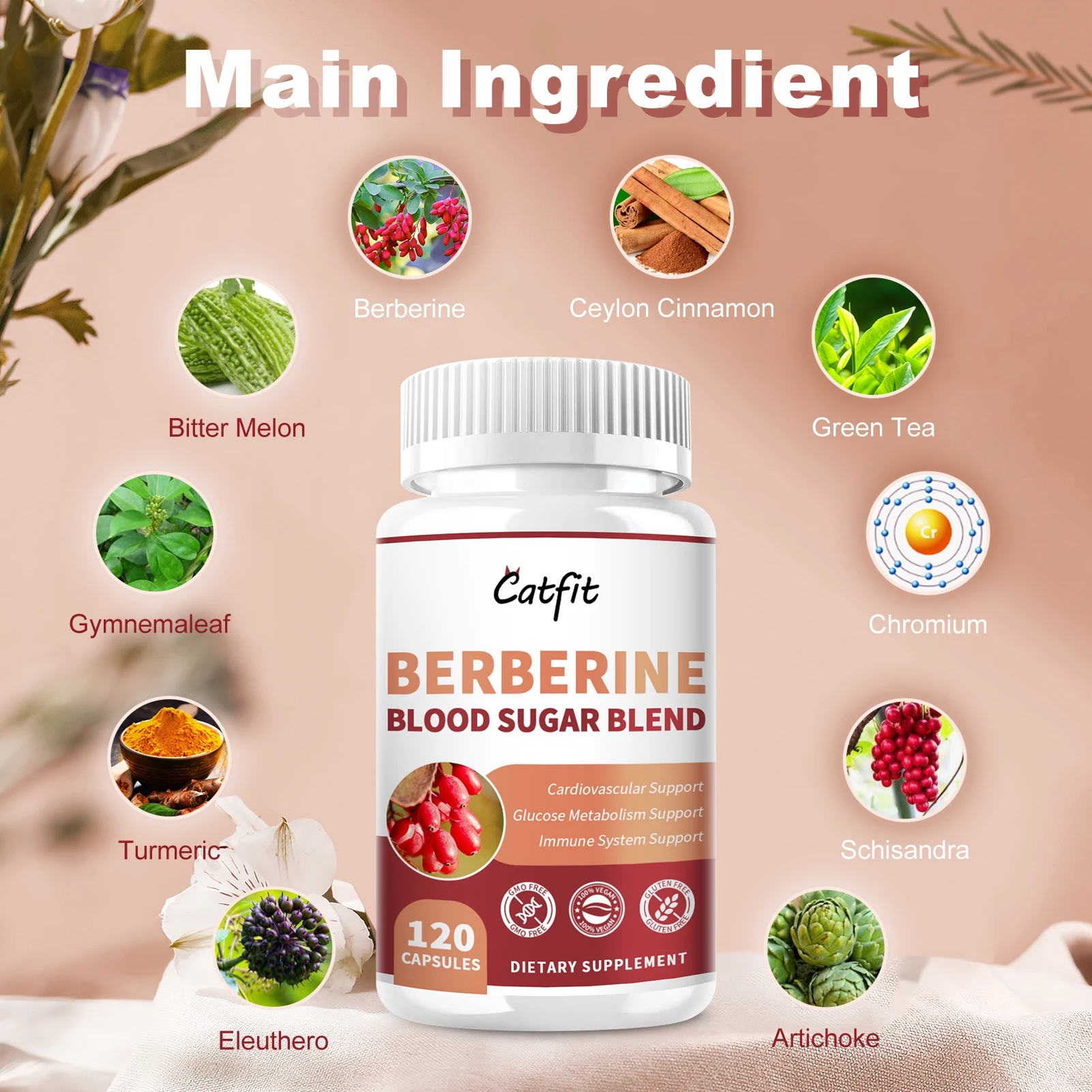 10 in 1 Berberine Supplement (1500mg Per Serving) 120 Vegan Capsules Ceylon Cinnamon Bark&Bitter Melon Fruit 97% Berberine HCL