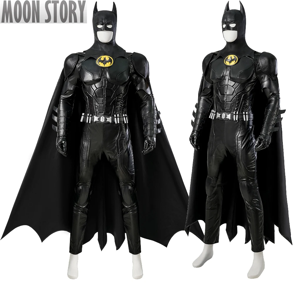 

Halloween Superhero Flash Bat Battle Suit Bruce Wayne Michael Keaton Cosplay Costume Zenta Jumpsuit Adult Men And Cloak Headgear