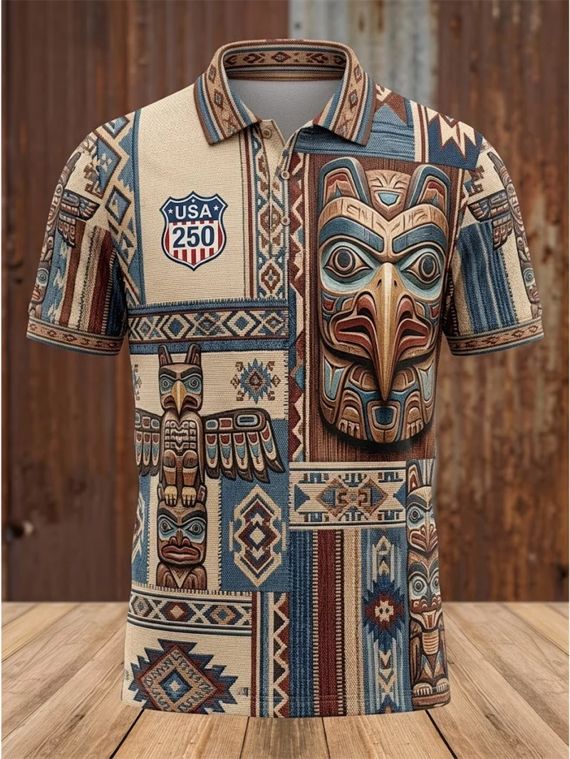 Men Women USA 250 Anniversary Print Couple Polo Shirt Vintage American Flag Patriotic Casual Sportswear Men's Polo Shirts
