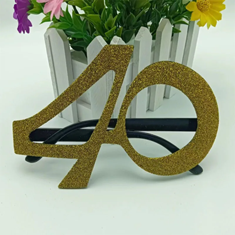 1Pcs Gold 30 40 50 60 Year Old Plastic Eyeglass Frame Adult Happy Birthday Anniversary Party Ball Decoration Supplies