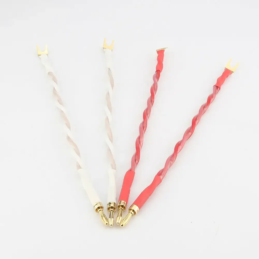 High Quality 4pcs Speaker Bridge/Jumper Audio Cable, Canare 4S12F (2.8mm²x4), Banana to Spade(Y) Terminals
