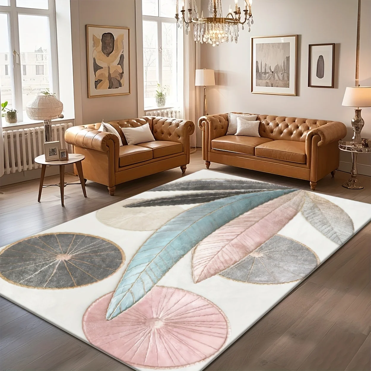 Minimalist Abstract Organic Design Washable Rug Durable Stain Resistant Mat For High Traffic Entryway Hallway