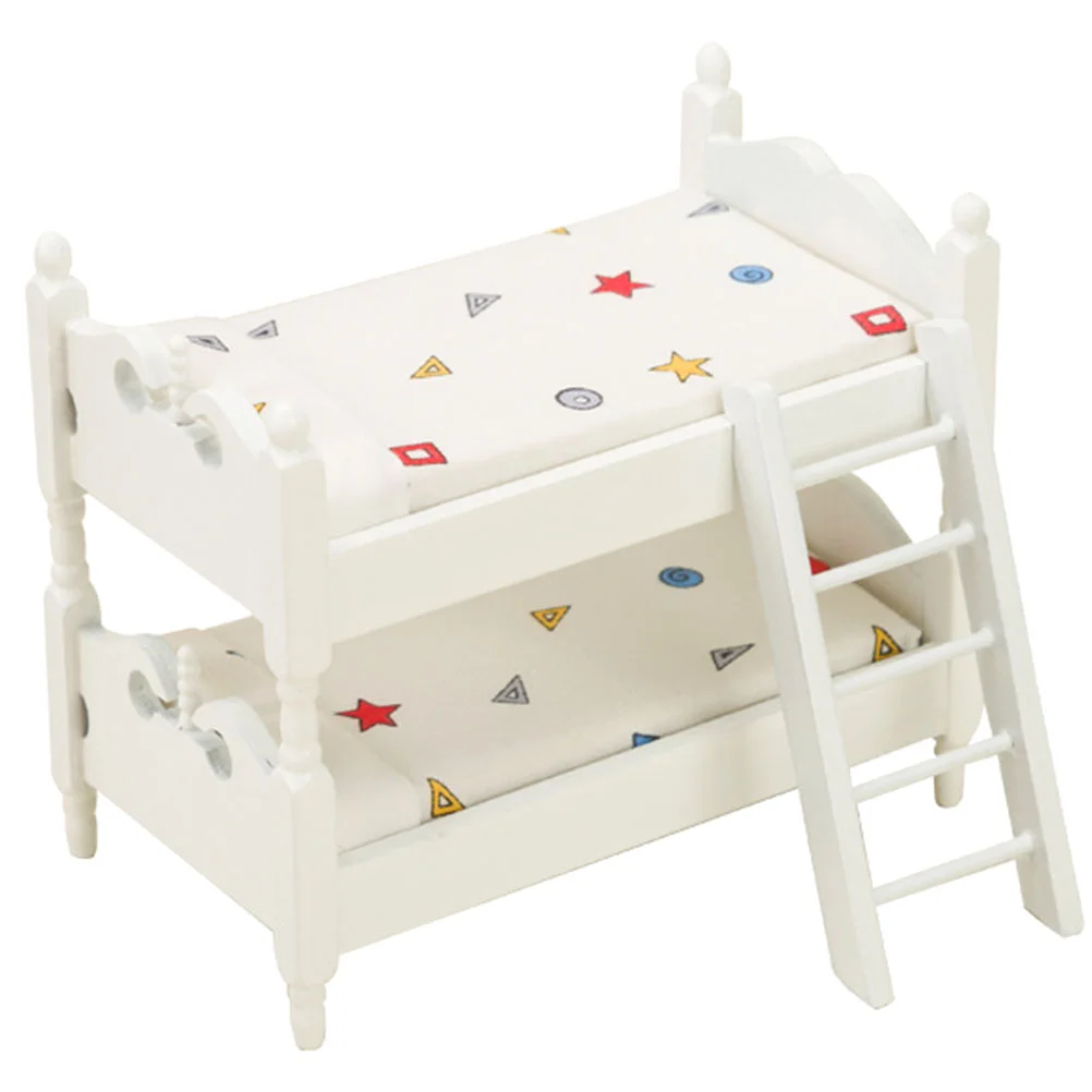 Set Cartoon Baby Kind Stapelbed Houten Mini Meubels Model Huis Decor