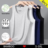 4 unids/pack de camiseta sin mangas para hombre, camiseta sin mangas de Color sólido para hombre, camisetas interiores de fibra de bambú, chaleco para hombre, ropa adecuada por dentro o por fuera