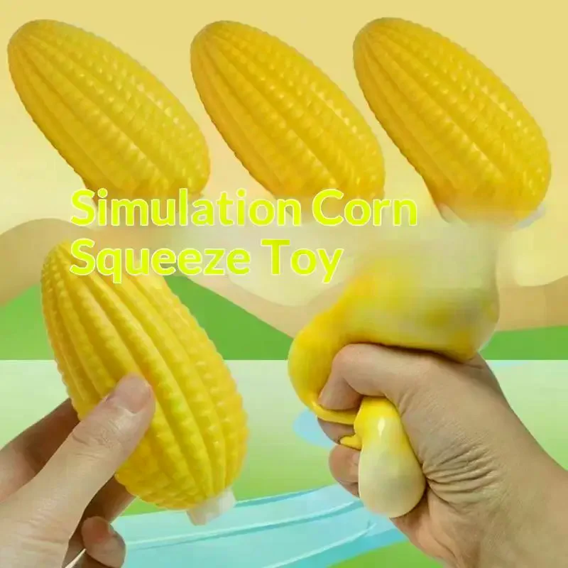 Simulation Corn Anti Stress Squishy Toy Soft Fidget Vent Ball 1PC Ideal for Kids Party Bag Fillers Gifts