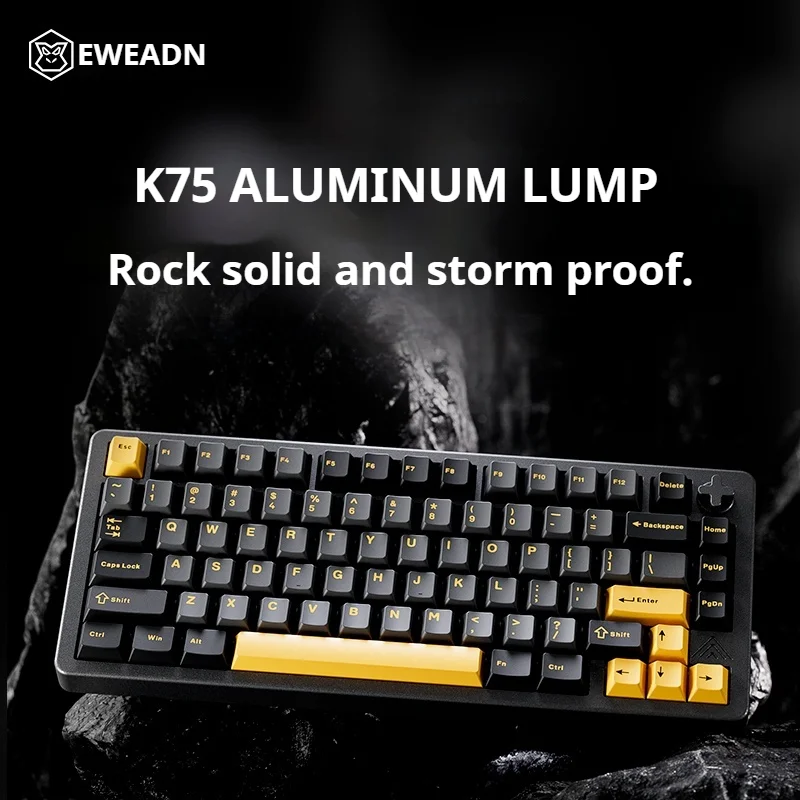 EWEADN K75 Mechanical Keyboard, Aluminum CNC Carving Case, Bluetooth Tri-Mode Gasket, 75% Hot Swap, RGB, PC Game Peripherals