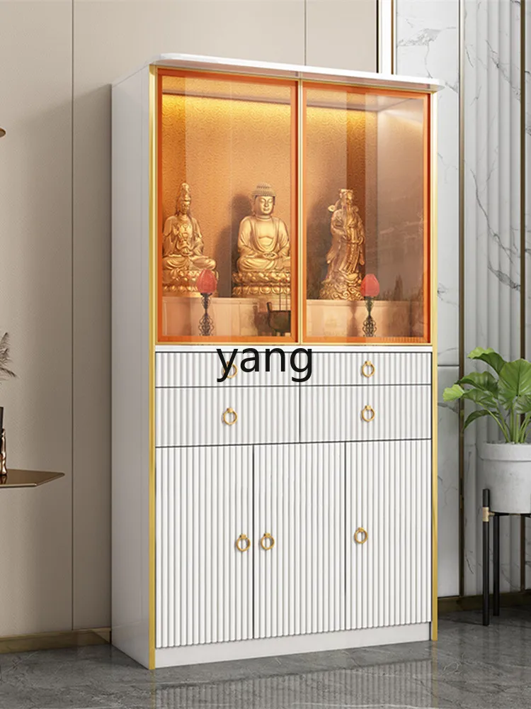 LMM,  New Chinese Solid Wood Buddha Cabinet Incense Burner Table Altar Household Guanyin God of Wealth Clothes Closet