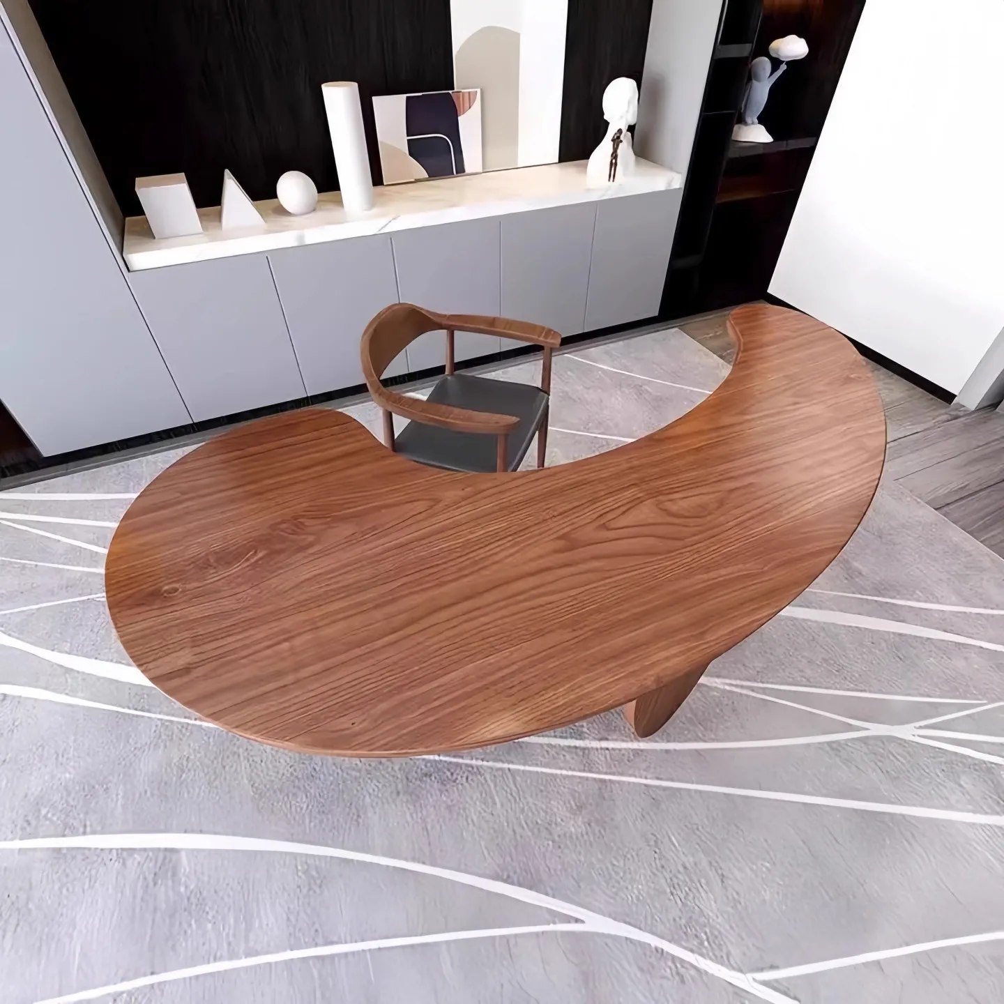 Factory Direct 2026 Modern simple solid wood curved desk home designer creative special-shaped president computer