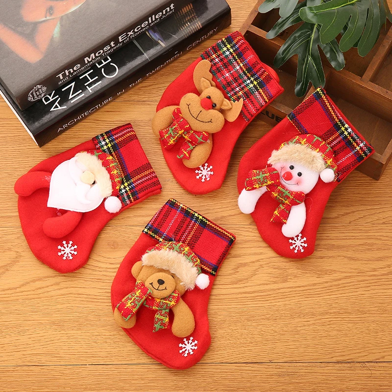 ミニクリスマスハンギングストッキングクリスマスツリー装飾品、ペンダント小さなブーツ、子供の新年のキャンディーバッグ、サンタクロースギフト靴下の装飾