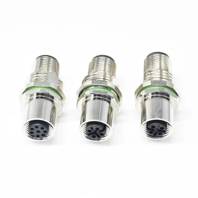 M12 8Pin Waterproof Aviation Plug Adapter I-Type Fixed Panel Converter IP68 4Pin 5Pin A B D Encoded Male to Female Connectors