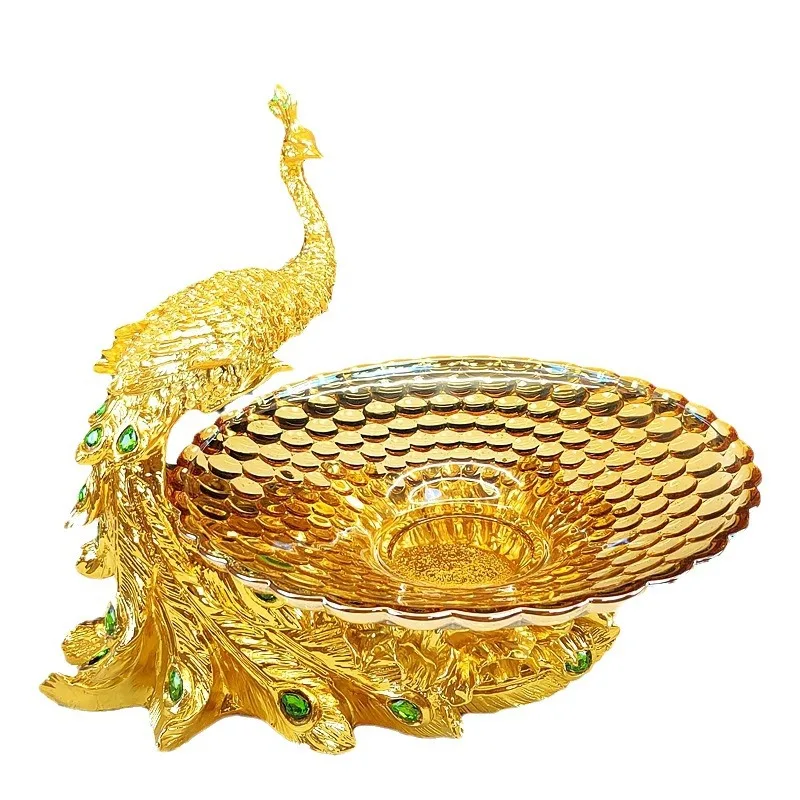 

Фруктовница в европейском стиле с позолотой в виде павлина, украшение для гостиной, роскошный декор для кофейного столика, подставка для сухофруктов и конфет.